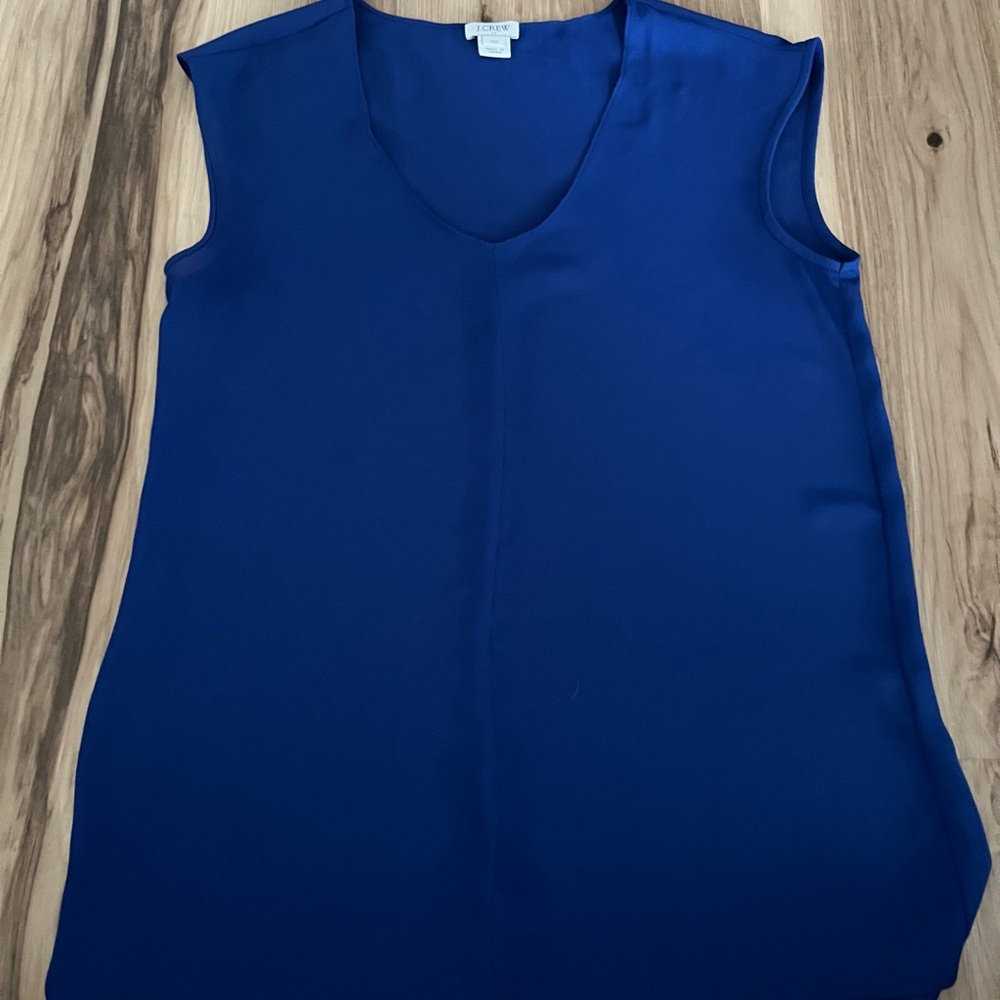 J Crew Beautiful Royale Blue Poly Blouse Women Size 00